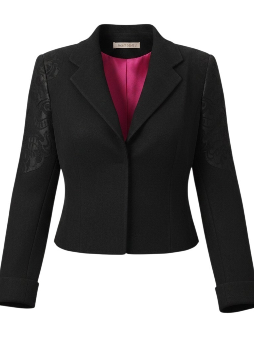 Elegant Black Women's Blazer with Pink Lining